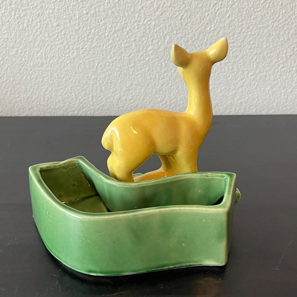 MCM Shawnee Pottery Deer Planter // Mother with Fawn // Vintage 1950s - Picture 4 of 7